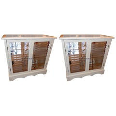 Pair of Mid-Century Mirrored Side Cabinets
