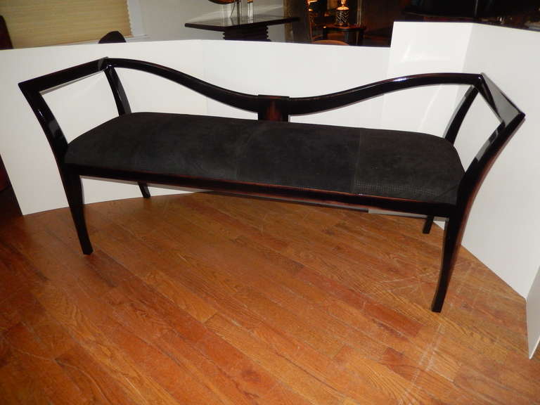 A Wenge Wood Bench in Pig Skin