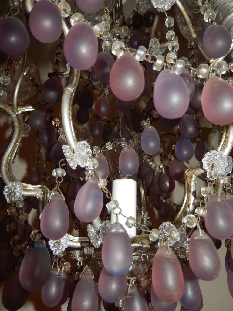 Art Nouveau Rare French Boudoir Amethyst and Crystal Chandelier