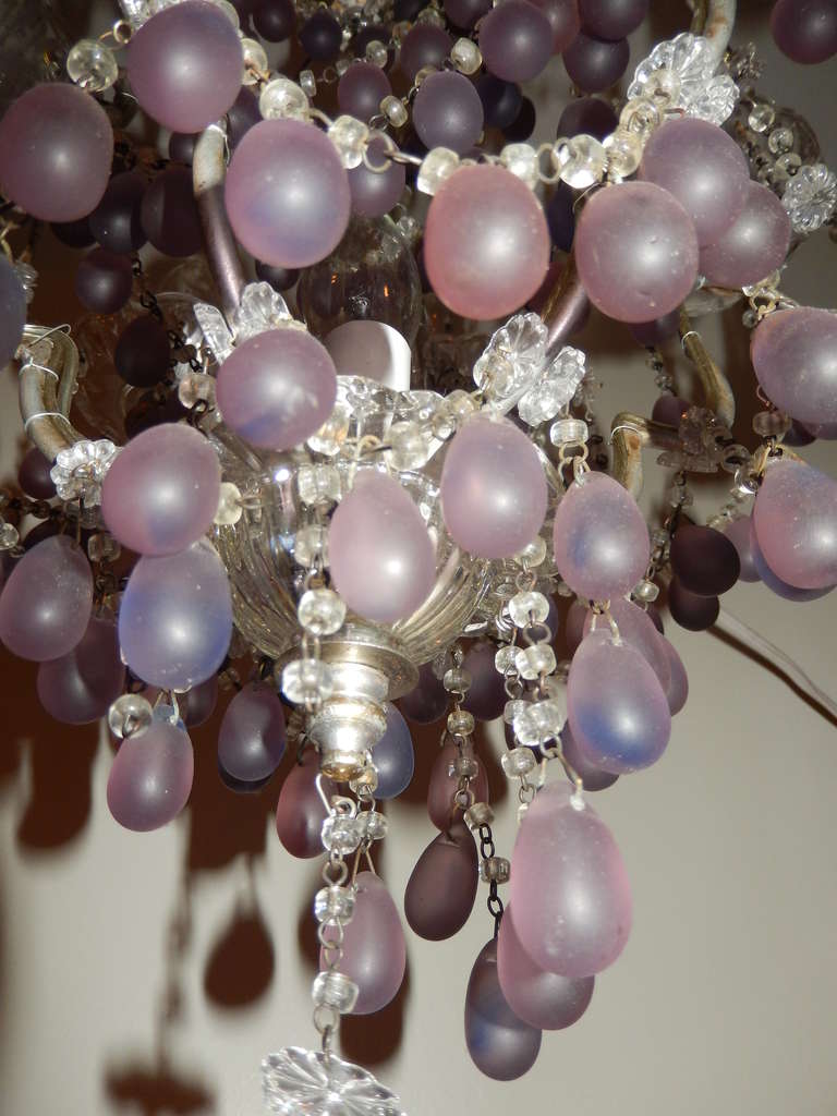 Mid-20th Century Rare French Boudoir Amethyst and Crystal Chandelier