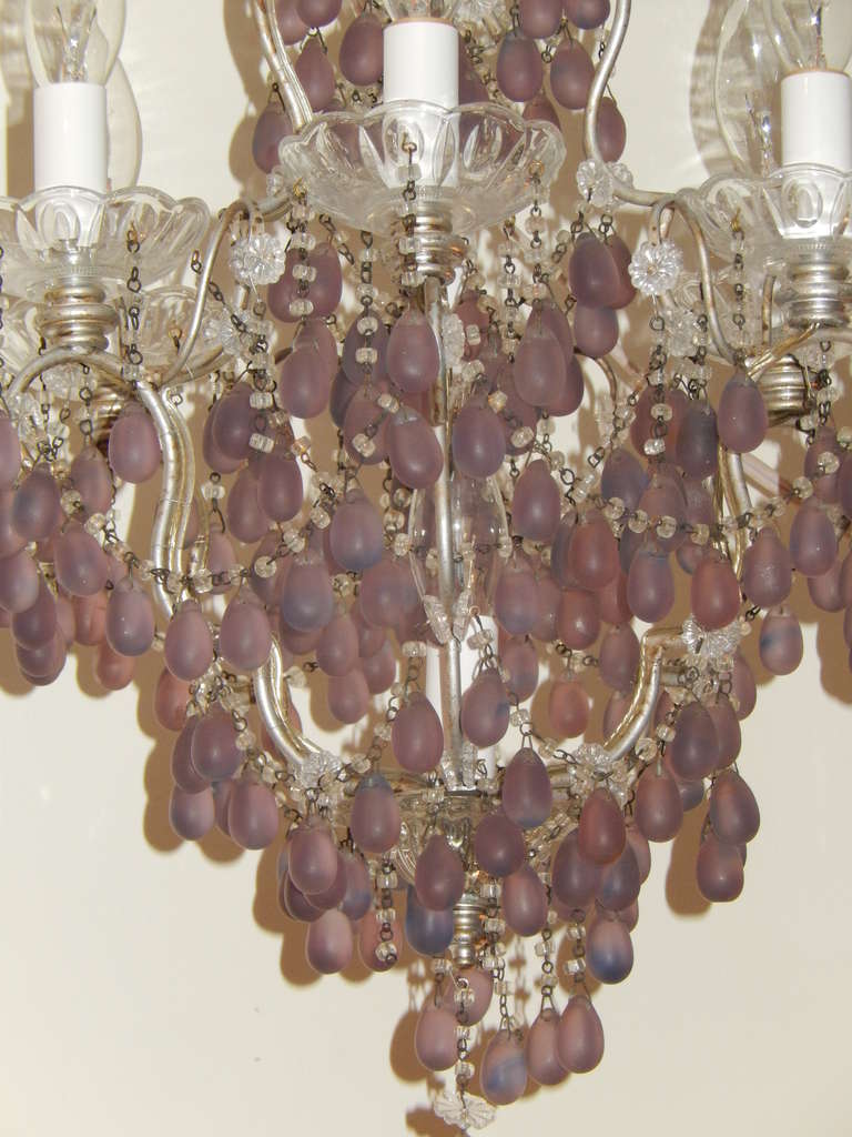 Rare French Boudoir Amethyst and Crystal Chandelier 3