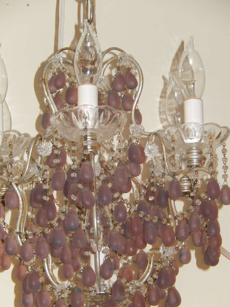 Rare French Boudoir Amethyst and Crystal Chandelier 2