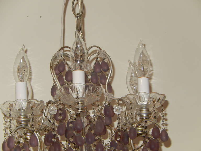 Rare French Boudoir Amethyst and Crystal Chandelier 1