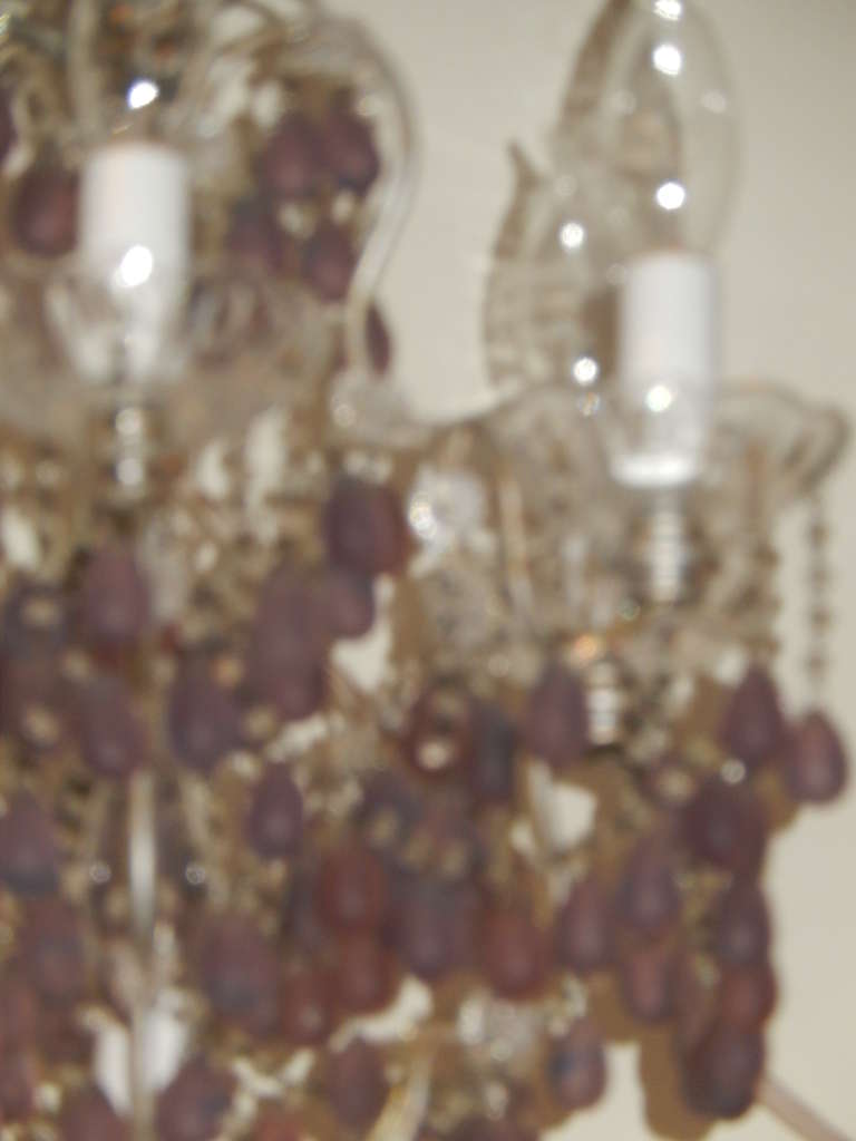 Rare French Boudoir Amethyst and Crystal Chandelier In Excellent Condition In Bellport, NY