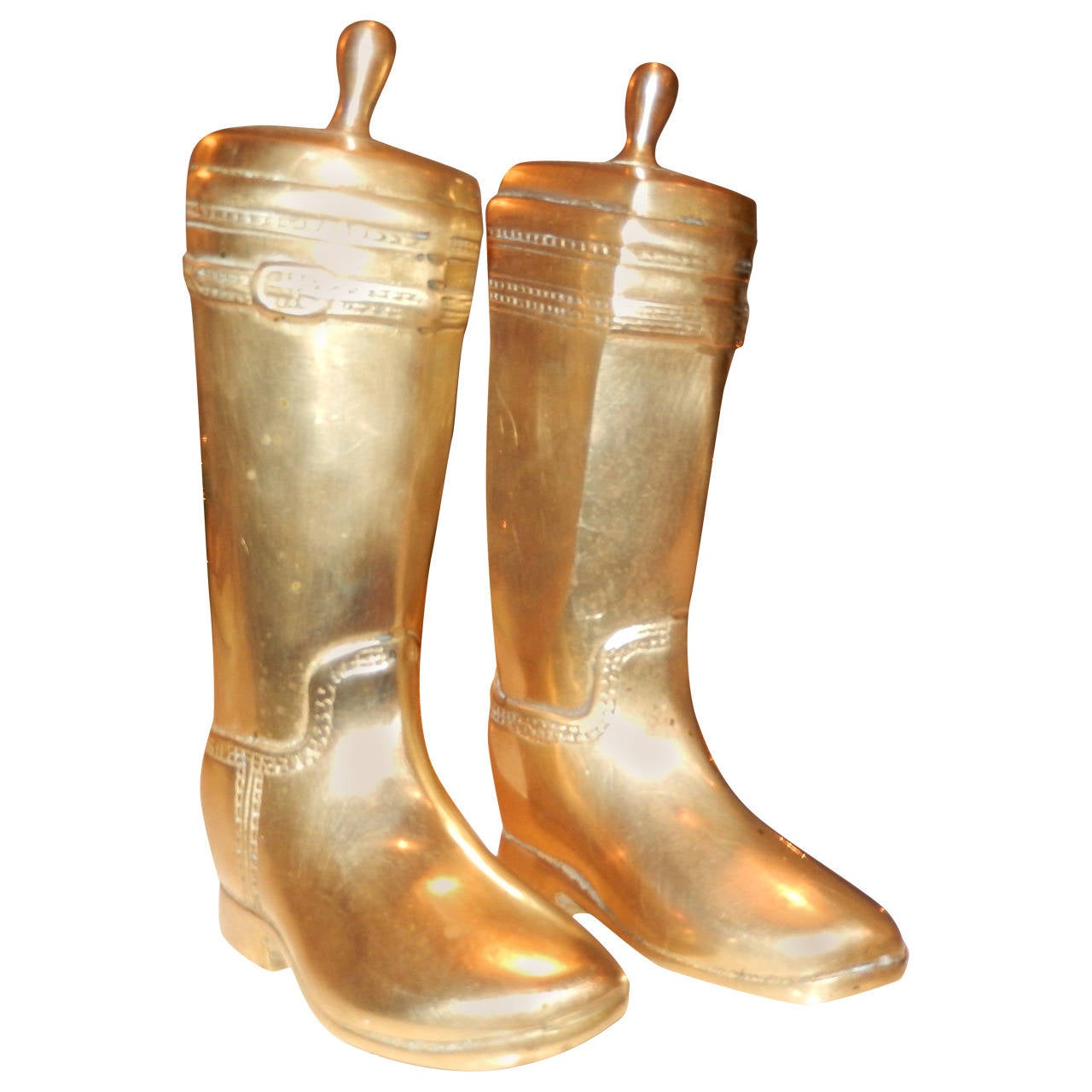 Pair of Solid Brass Riding Boot Book Ends at 1stdibs