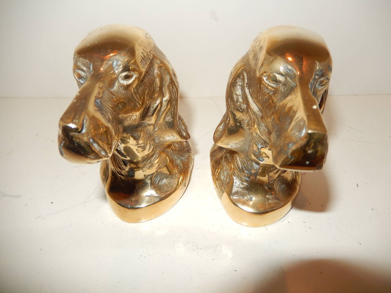 Mid-20th Century Pair of  English Setter Dog  Brass Bookends