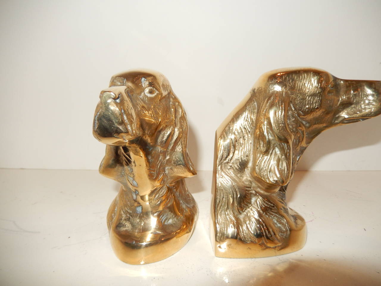 George III Pair of  English Setter Dog  Brass Bookends
