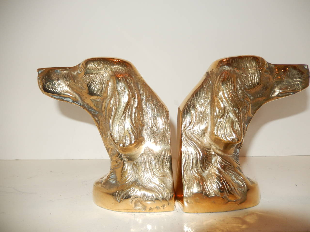 brass dog bookends