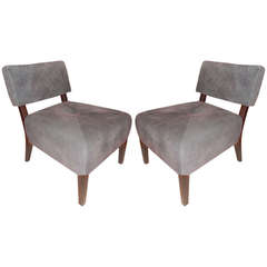 Luxurious Pair of Italian Leather/Suede Chairs.