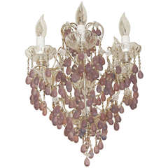 Rare French Boudoir Amethyst and Crystal Chandelier