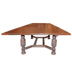 A Large 19th Century Oak American Dining Room Table