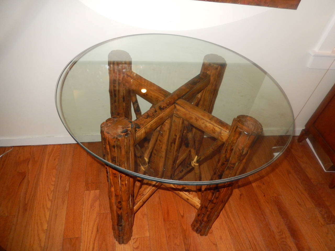 Anglo-Indian Bamboo and Tortoiseshell Finish Circular Dining Room Table