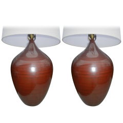 Pair of Scandinavian 1970s Studio Crafted Pottery Lamps
