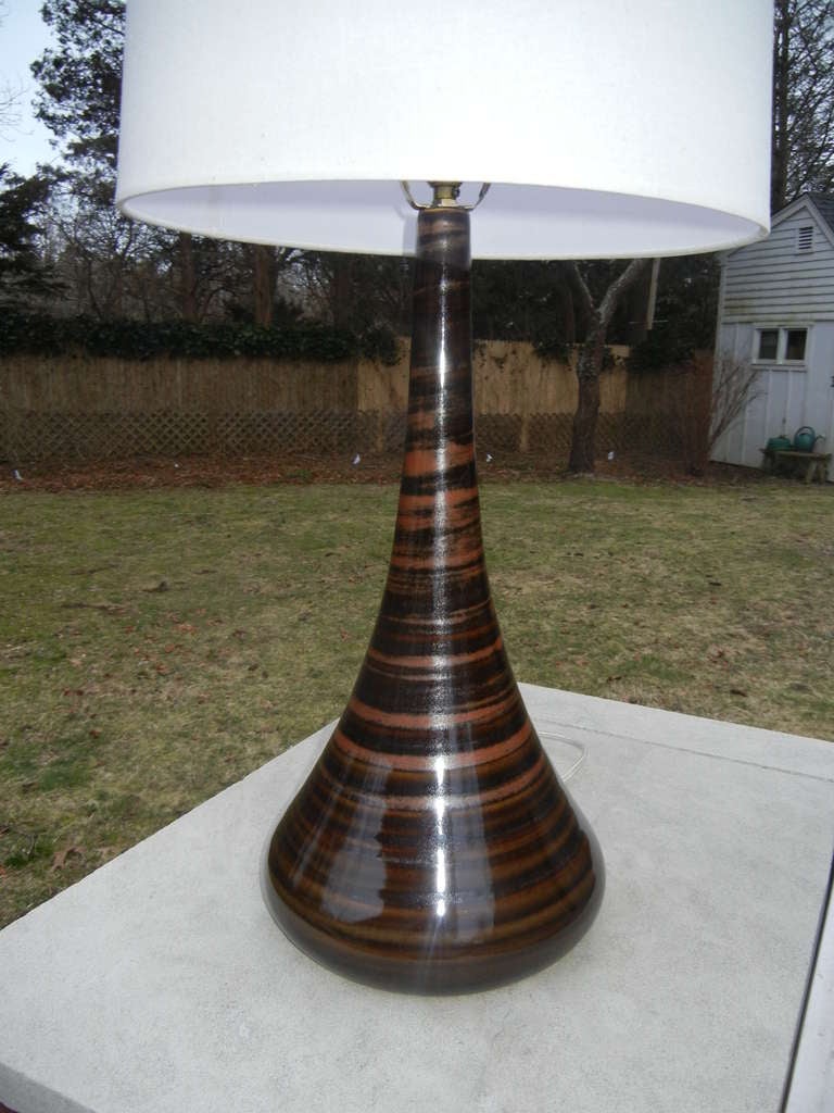 Swan Neck Studio-Crafted Danish Pottery Lamp In Excellent Condition In Bellport, NY