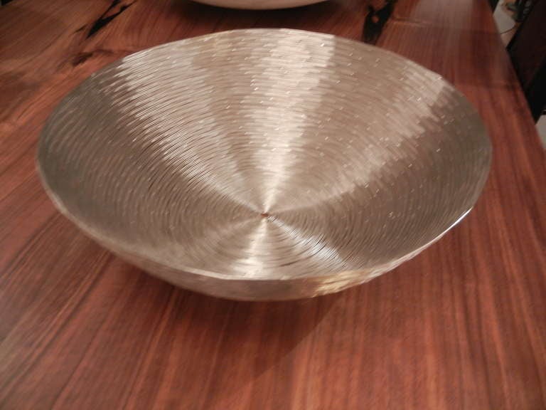 A 1970s hand crafted  woven metal bowl from Nepal.