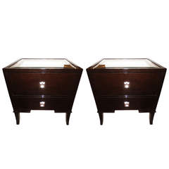 Pair of Mont Style Mirrored Night Stands