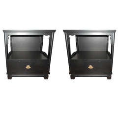 Vintage Pair of Ebony Kent Coffey Night Stands Ming Collection, 1950s