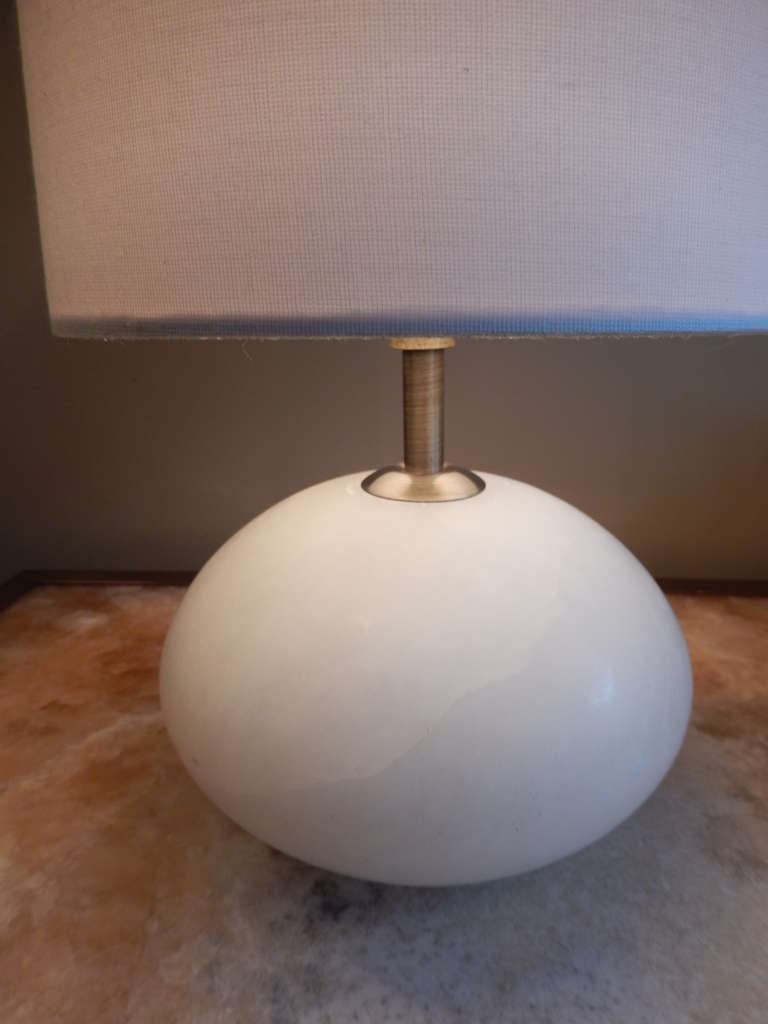 Pair of Alabaster Table Lamps In Excellent Condition In Bellport, NY