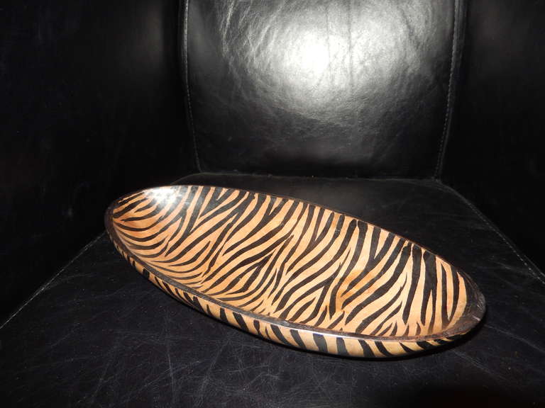 A Hand Crafted Zebra Print Wooden Bpwl