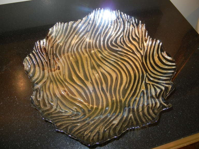 Italian Large Studio Crafted Zebra Pattern Bowl