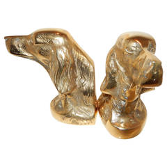 Vintage Pair of  English Setter Dog  Brass Bookends