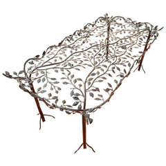 Vintage An Rare Hand Forged Giacometti Style Garden/Dining Table
