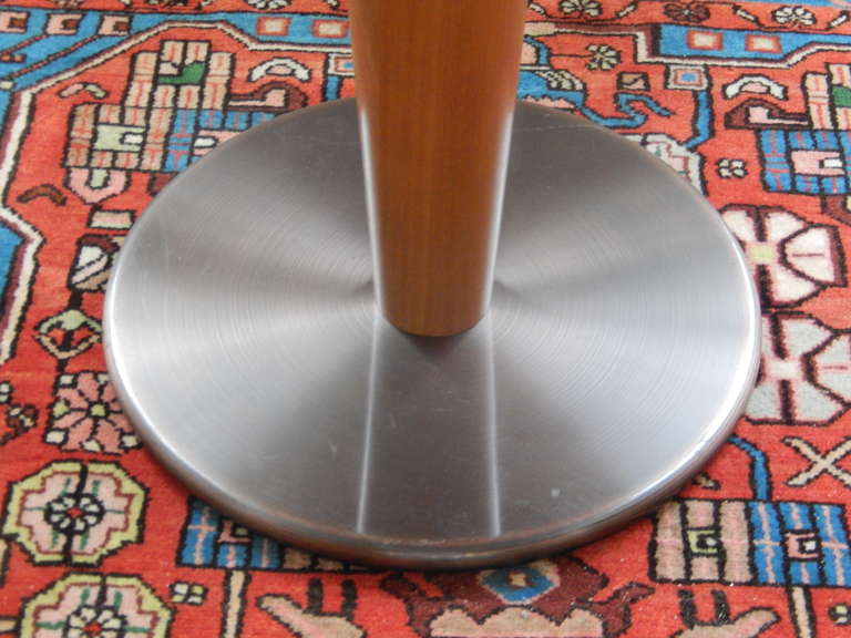 Anodized Midcentury Italian Steel and Zebra Wood Pedestal Table