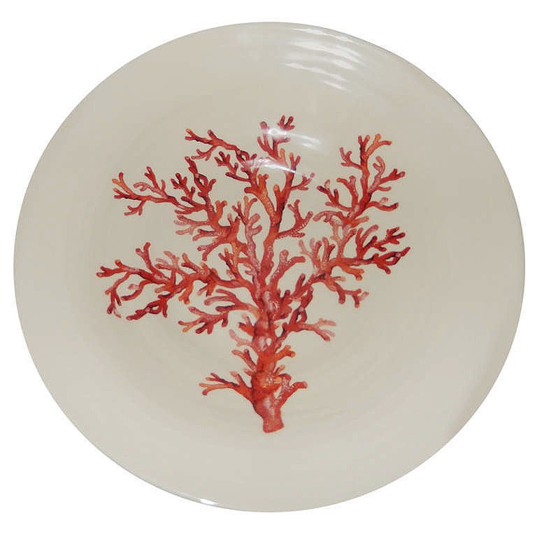 Large Coral Themed Ceramic Hand-Painted Bowl