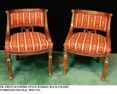 Pair of Antique French Empire Barrel Back Chairs