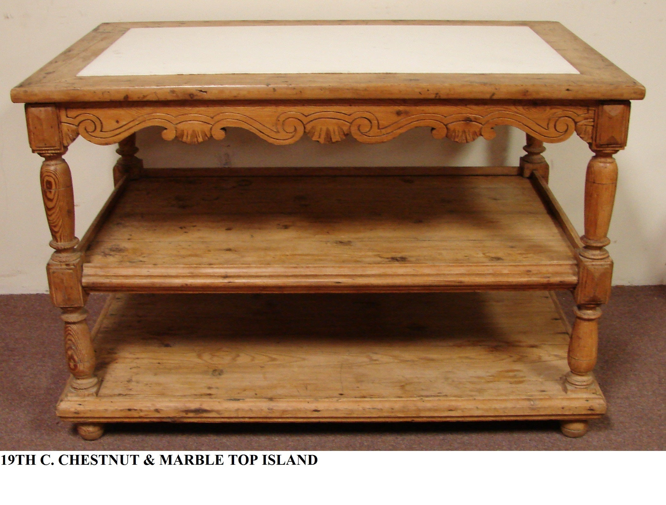 An Antique American Kitchen Island/Work Table 19thc