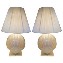 Pair of Rare 1970s Shell Form Lamps