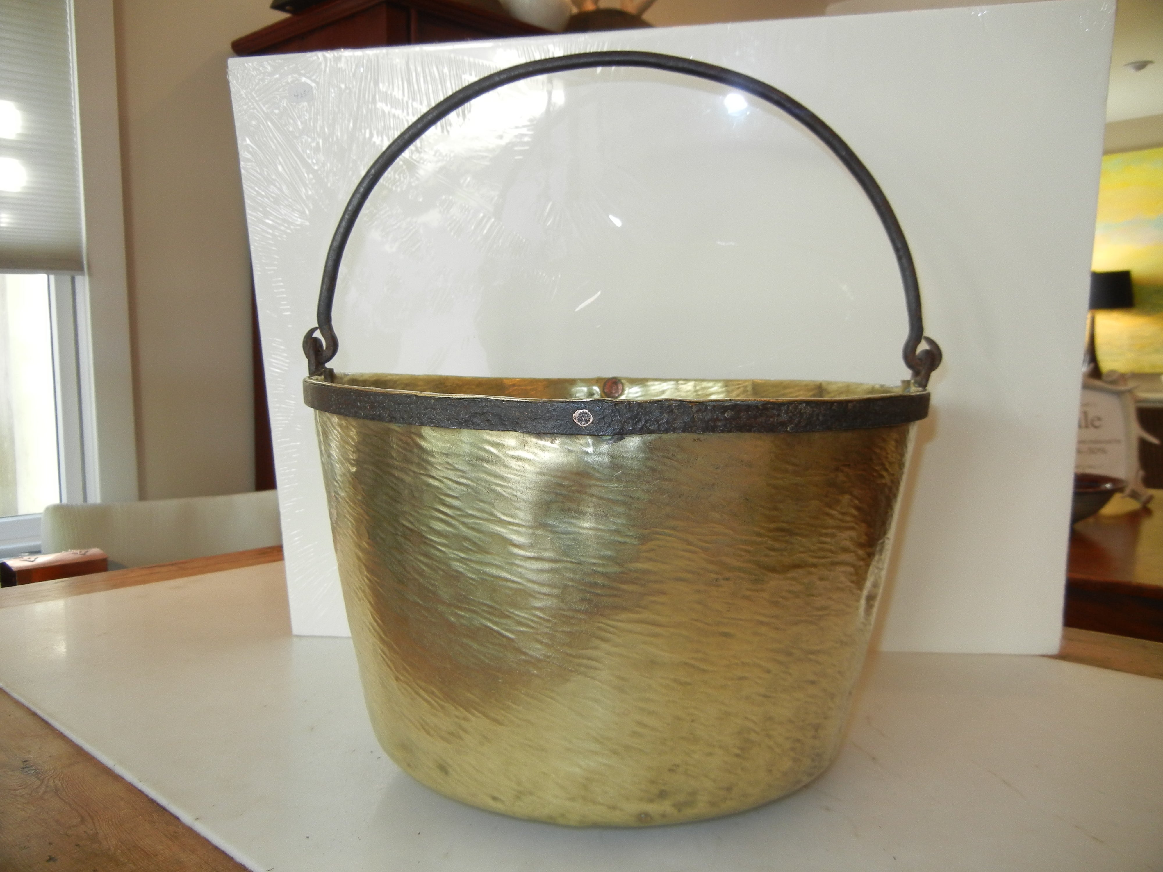 Antique Early 19th Century Brass and Copper Bucket