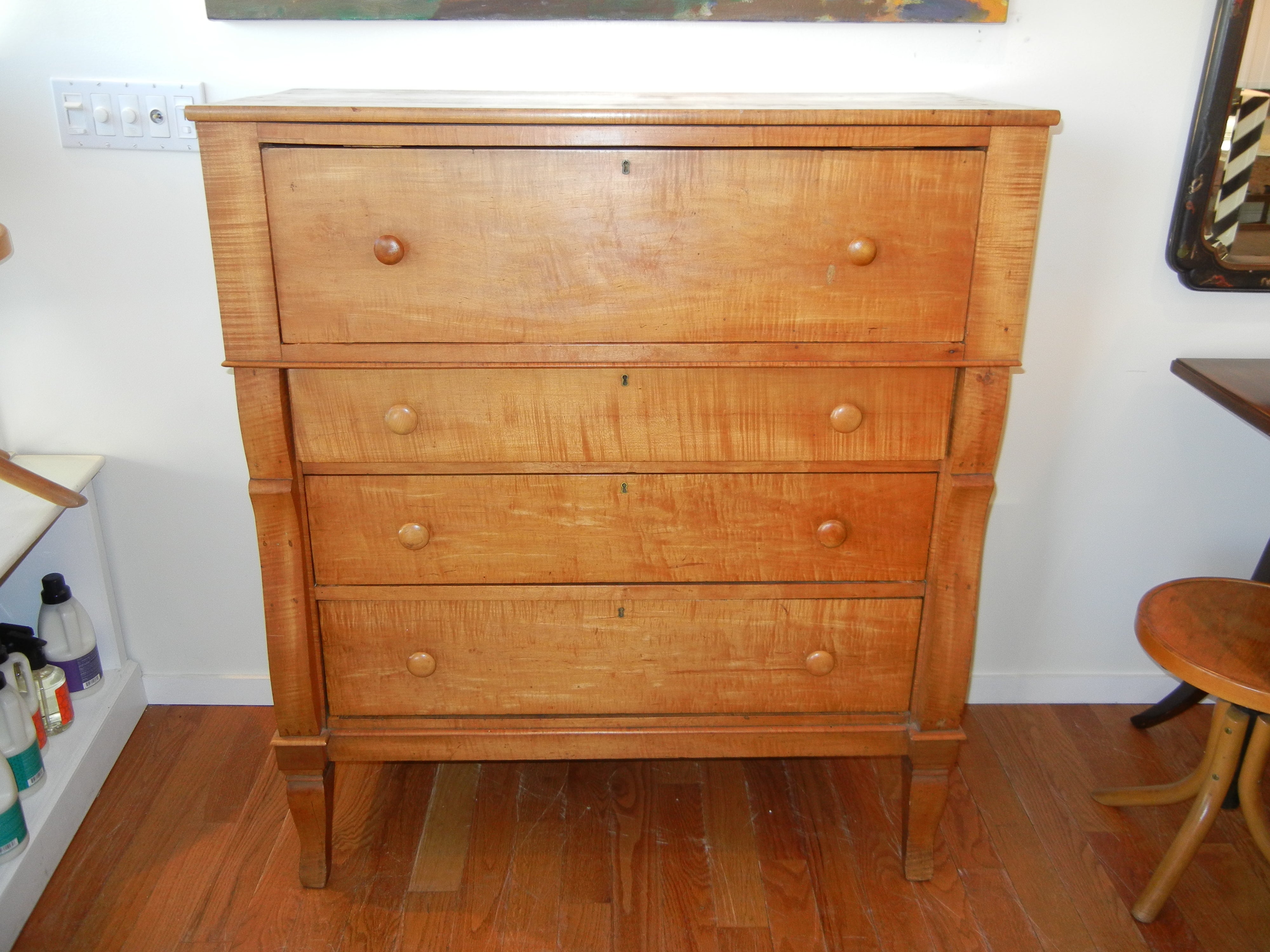 A 19thc American Tiger Maple Dresser