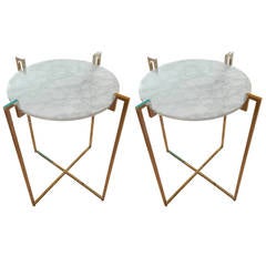 Pair of Nickel and Marble End Tables 6