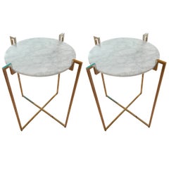 Pair of Nickel and Marble End Tables