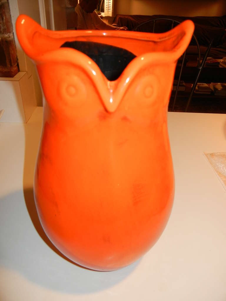 British A Mid-Century Hand Crafted Owl Themed Pottery Vase