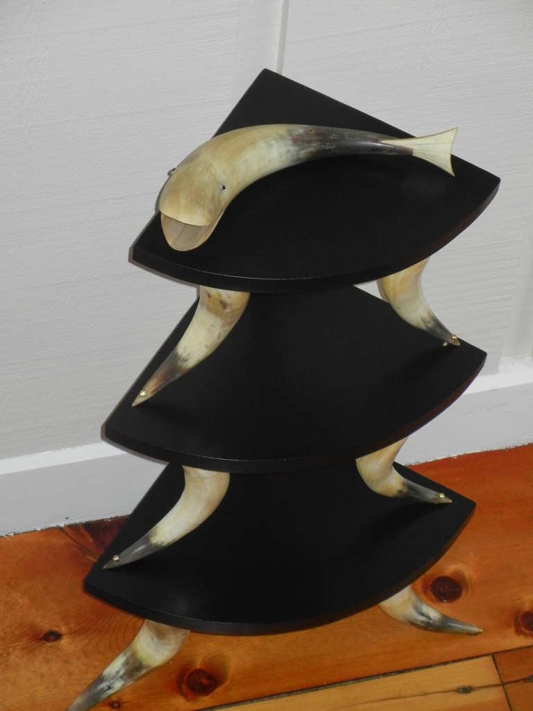 A Rare Mid-Century Horn Themed Etagere/Stand