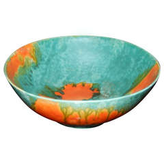 Antique A Rare Crown Ducal Drip Glaze Art Pottery Bowl