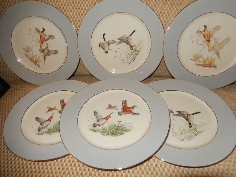 Group of Six Game Bird Copeland Spode Dinner Plates In Excellent Condition In Bellport, NY