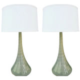 Wonderful pair of Hand Crafted Celadon Ceramic Lamps