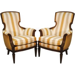 Pair, of Vintage High Back Arm Chairs