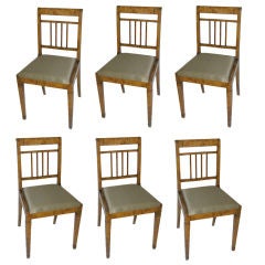 Set of Six Swedish Beidermeier  Burl Sidechairs.