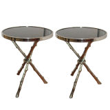 Stunning Pair of Twig Form Steel & Marble Top End Tables