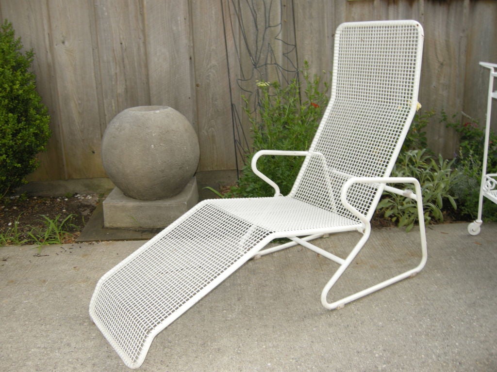 Pair, Reclining Iron 1970s Garden Chairs.