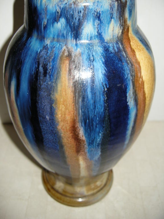 French Pair, Poterie Renault Argent  Cher Art Deco Vases
