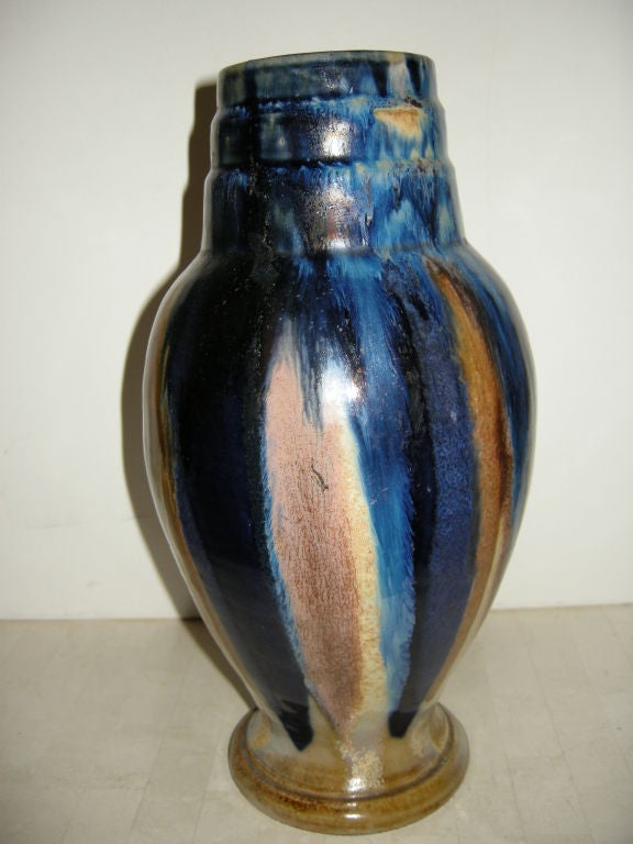 Pair, Poterie Renault Argent  Cher Art Deco Vases 1