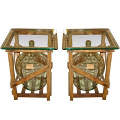 Pair, of French Used  Bordeaux  Wine  Bottles /End Tables