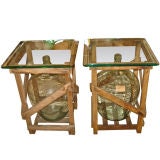 Pair, of French Used Bordeaux Wine Bottles/End Tables
