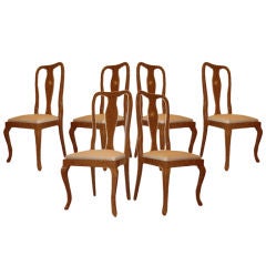 Six Shapely Italian Lacquered Dining Room Chairs