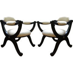 Vintage Pair of Regency Style Curule Form Armchairs